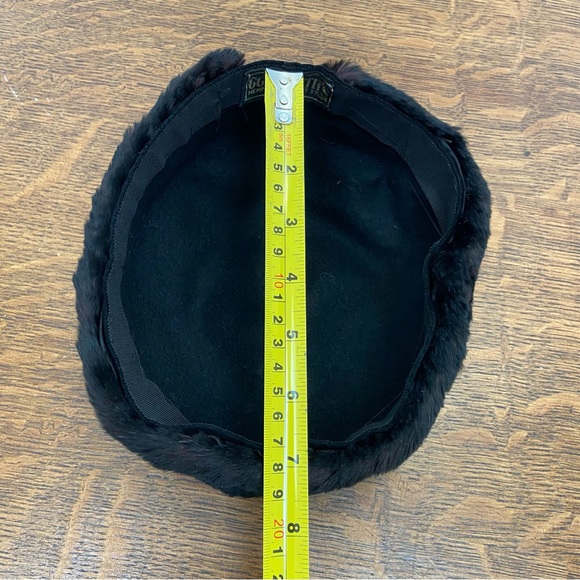 VINTAGE GOLDSMITHS MEMPHIS BLACK FELT FAUX FUR CONTEMPORARY 80s 70s FANCY HAT - Picture 11 of 13